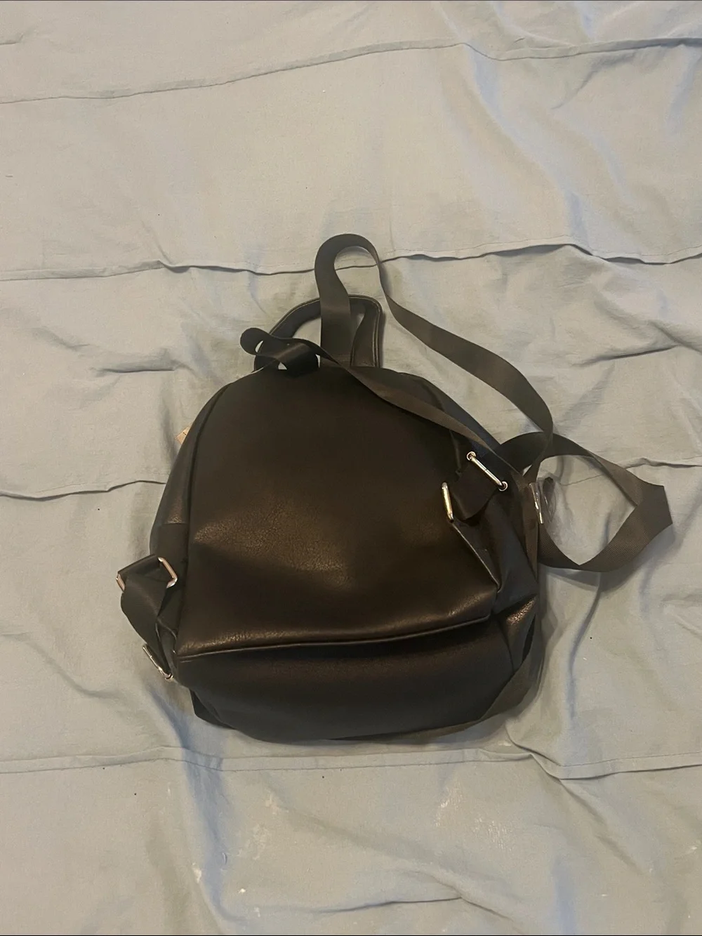 No Boundaries Black Grommet Accent Faux Leather Backpack NWT